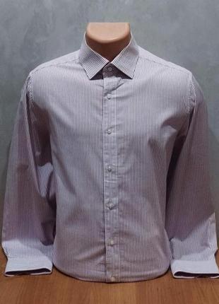 Бескомпромиссного качества хлопковая рубашка в полоску производителя элитных рубашек из нитечки olymp