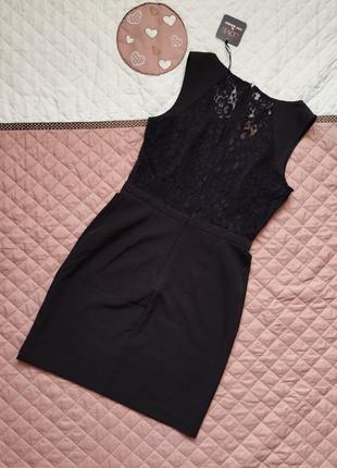 Нове з біркою коротке коктейльне приталене плаття сукня love republic 42 xs чорне з мереживом святкове  міні8 фото
