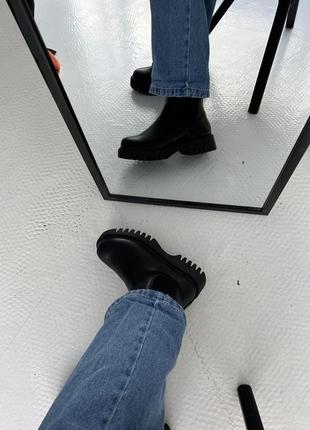 Жіночі чоботи шкіряні челсі женские ботинки зимние5 фото