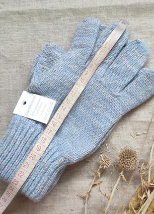 Жіночі / чоловічі блакитні   теплі вовняні рукавички в'язані італія lambswool4 фото
