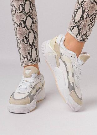 Жіночі кросівки adidas originals niteball ll white grey olive | адідас | весна, літо, осінь | шкіра, замша | взуття