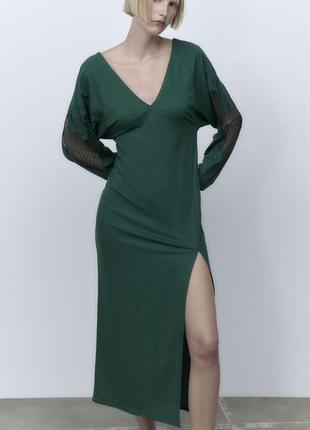 Платье с вышивкой и кружевом zara, коллекция 2023 года, размер s, m2 фото