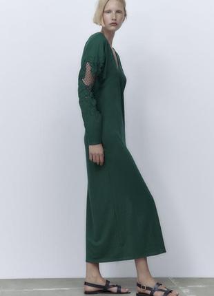 Платье с вышивкой и кружевом zara, коллекция 2023 года, размер s, m3 фото