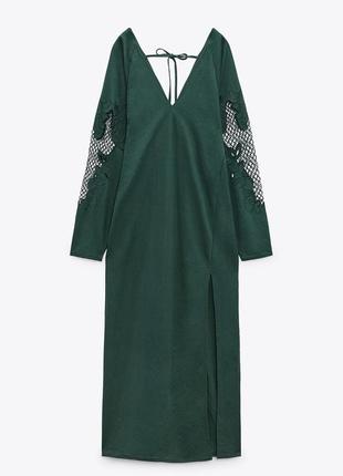 Платье с вышивкой и кружевом zara, коллекция 2023 года, размер s, m5 фото