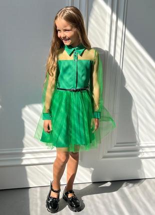Праздничное зеленое платье для девочки