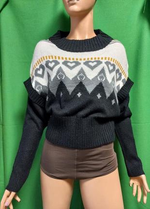 Корея вязаный укороченный свитер с  орнаментом.