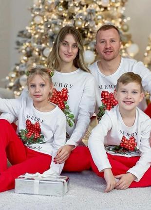 Новогодняя рождественская пижама, теплая пижама новогодняя для всей семьи, теплая новогодняя пижама family look