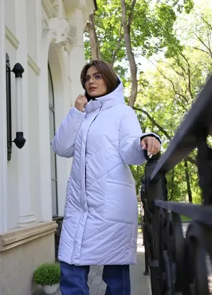 Зимовий пуховик двохсторонній на блискавці (білий-чорний)