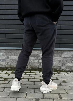 Мужские зимние черные спортивные штаны флис полар с перестрочкой9 фото