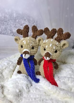 Іграшки плюшеві новорічні подарунок дракоша сніговик оленята