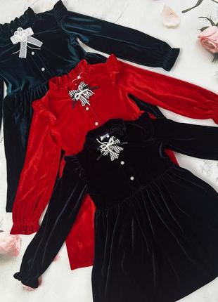 Платье праздничное велюровое с рюшами изумрудная красная темно синяя платья нарядное новогоднее2 фото