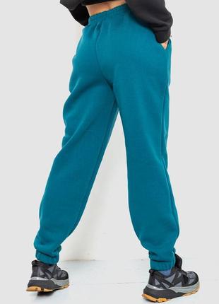Спорт брюки женские на флисе, цвет изумрудный2 фото