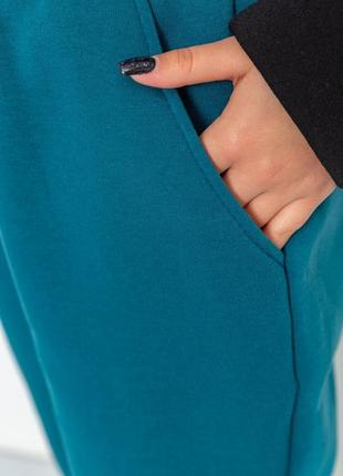 Спорт брюки женские на флисе, цвет изумрудный5 фото
