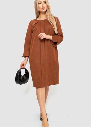 Платье женское свободного кроя, цвет коричневый2 фото