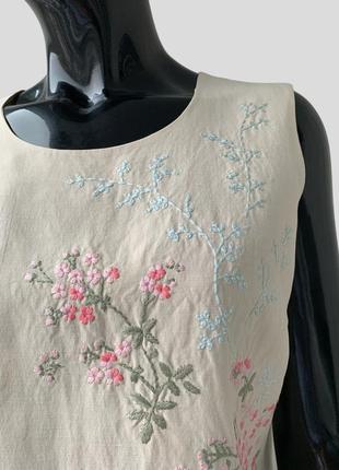 Шелковая льняная блуза блузка топ alex&co с вышивкой люкс бренд шелк лен2 фото
