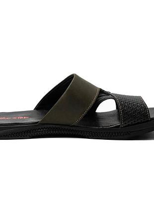 Летние мужские кожаные шлепанцы/шлепки levis черный/хаки повседневные из натуральной...