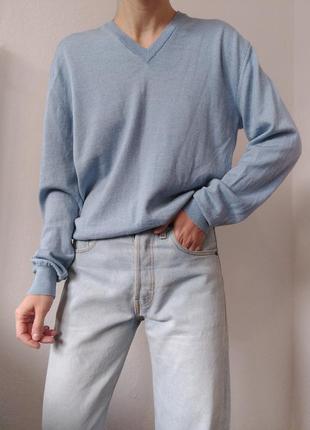 Шерстяний светр голубий джемпер шерсть пуловер реглан лонгслів кофта шерсть светр вінтаж джемпер6 фото
