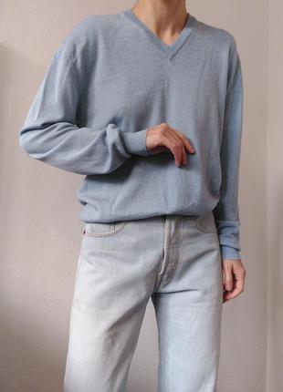 Шерстяний светр голубий джемпер шерсть пуловер реглан лонгслів кофта шерсть светр вінтаж джемпер5 фото