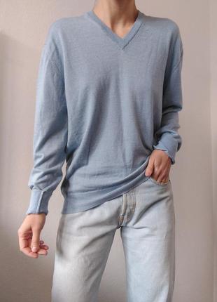 Шерстяний светр голубий джемпер шерсть пуловер реглан лонгслів кофта шерсть светр вінтаж джемпер9 фото