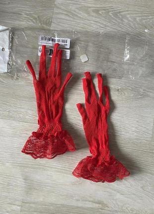 Красные перчатки сетка6 фото