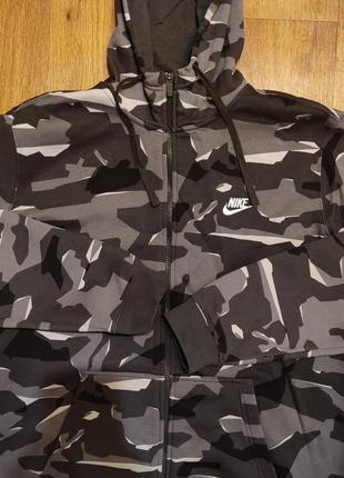 Nike zip hoodie camo, соп худи серый камуфляж свитшот6 фото