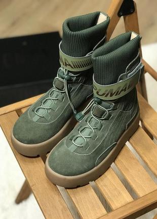Женские сапоги/ботинки пума, зеленые puma x fenty4 фото