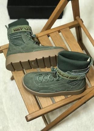 Женские сапоги/ботинки пума, зеленые puma x fenty6 фото