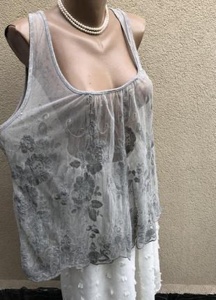 Кружевная майка(блузка),туника,летняя,пляжная,италия,6 фото