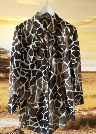 Сорочка натуральна marc cain, подовжена стильна туніка з жирафним принтом
