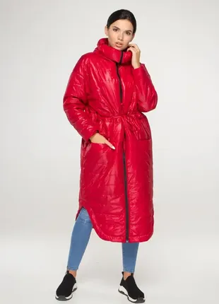 Жіноче демісезонне подовжене пальто з плащової тканини1 фото