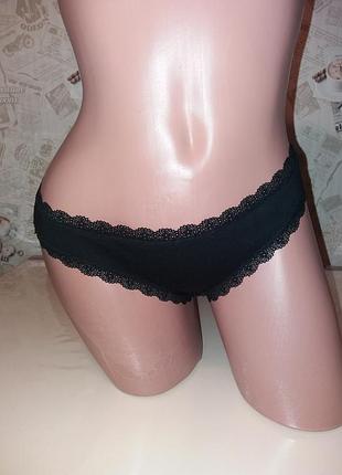Трусики чорные хлопковые с кружевом р. l(12)+-