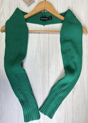 Зеленые рукава-накидка в рубчик от prettylittlething