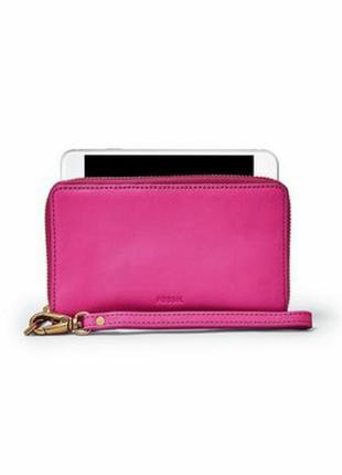Шкіряний гаманець - клатч рожевого кольору