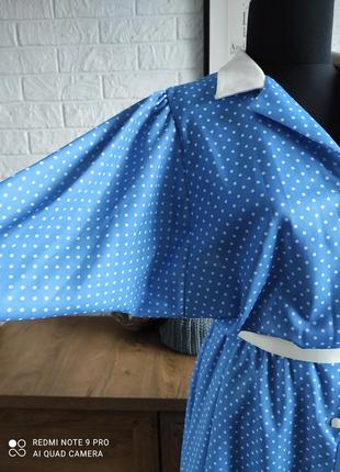 Сукня 👗 платье винтаж 60-р charks vogele горошек миди голубой синий белый,l,42-444 фото