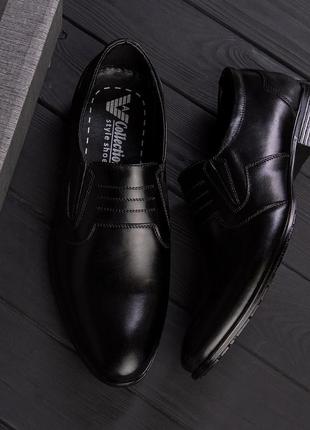 Мужские кожаные классические черные туфли из натуральной кожи ava de lux весна осень *ava 38*5 фото