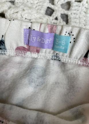 Теплые штанишки с лисичками lily&dan 3-6 62-68 на девочку белые розовые утепленные5 фото