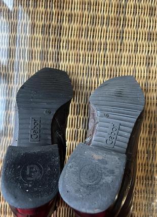 Зимние кожаные ботинки gabor оригинальные коричневые на каблуке4 фото