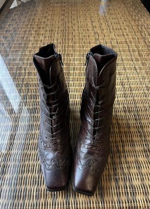 Зимние кожаные ботинки gabor оригинальные коричневые на каблуке6 фото