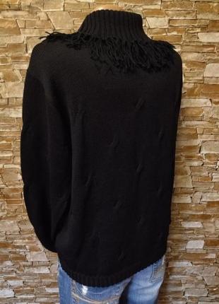 Шерстяной свитер,джемпер,полувер оверсайз,под горло,черный9 фото