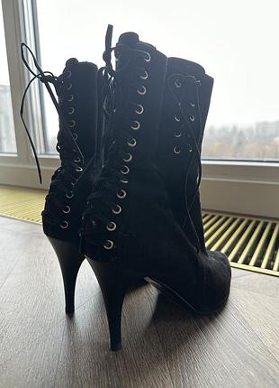 Ботльоны/сапоги на шнуровке замшевые