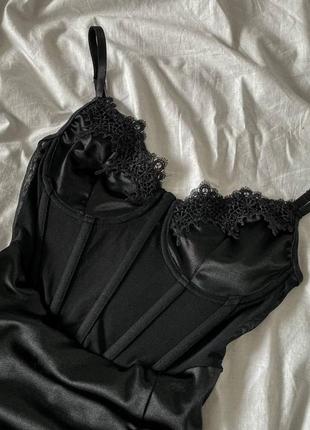 Черное платье-корсет с косточками5 фото
