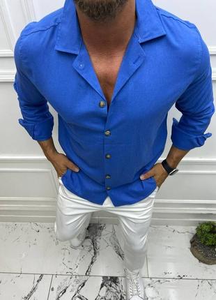 Мод 273014 мужская рубашка ткань-турецкий лён