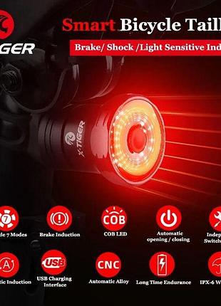 Розумна вело фара west biking задній велогабарит / мигавка від usb (60lumen 400 мач)