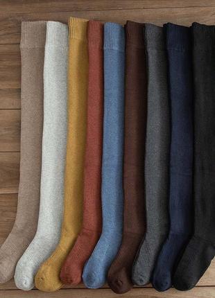 Високі шкарпетки зимові шоколадні 1513 коричневі теплі панчохи махрові за колінку утягуючі довгі 75с5 фото