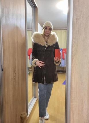 Дубленка кожаная овчина дублянка замш дубльонка натуральна з капюшоном