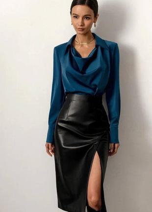 5️⃣8️⃣0️⃣грн💣жіноча спідниця міді з розрізом екошкіра