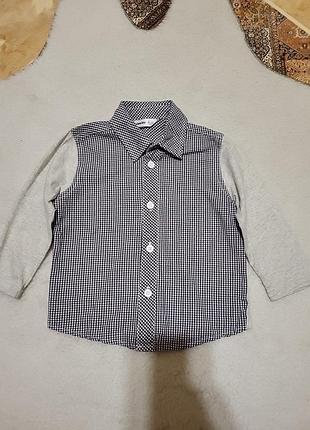 Рубашка в клетку на мальчика 6-12 месяцев