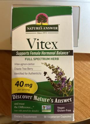 Біологічна nature's answer, vitex, agnus-castus chastetree berry, 90 capsules vegetarian1 фото