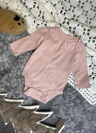 1+1=3 🔥 боді пудровий в зірочки baby gap 3-6 68-64 рожевий ніжний бодік довгим рукавом на дівчинку