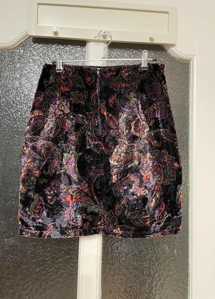 Велюрова оксамитова коротка міні спідниця 2